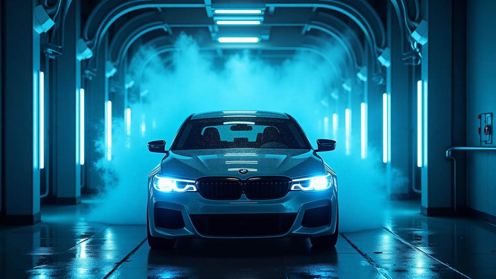 Car going through Blu Rush Car Wash